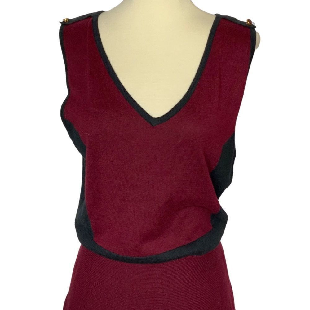 Romeo & Juliette Couture Maroon Red Sleeveless Sweater Dress Fit & Flare Size L - Picture 4 of 11